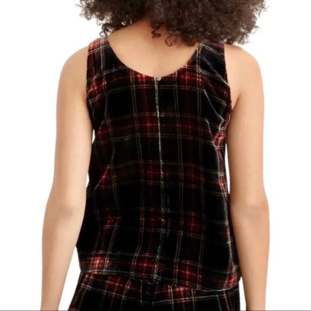 NWT J. Crew Velvet Stewart Plaid Tank Top Holiday Stewart Tartan Shell 24 / 3X